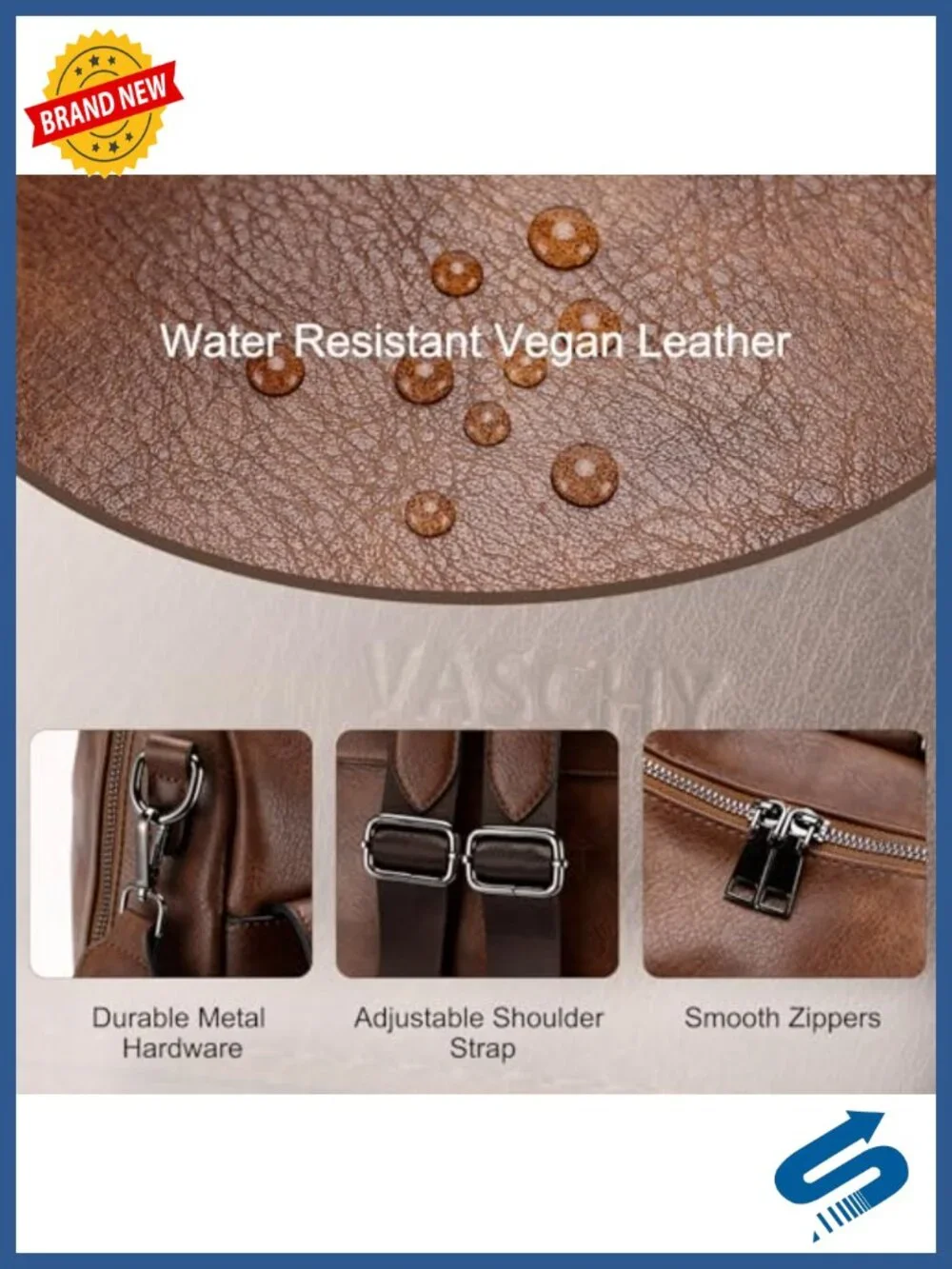 Vegan Leather Backpack Purse with Wallet Pouch Set for Women, Convertible